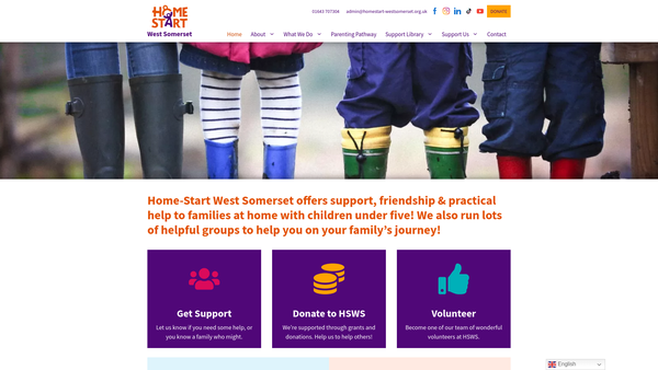 Screenshot of the Home-Start West Somerset website