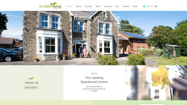 Screenshot of the Brynawel House Alcohol And Drug Rehabilitation Centre Ltd website
