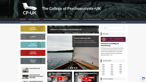Screenshot of the Academy Of Psychoanalysis website