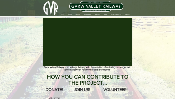 Screenshot of the Bridgend Valleys Railway Company Limited website