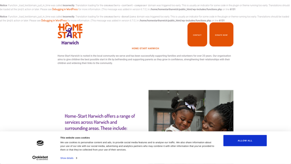 Screenshot of the Home-Start Harwich website