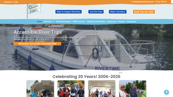 Screenshot of the Rivertime Boat Trust Limited website