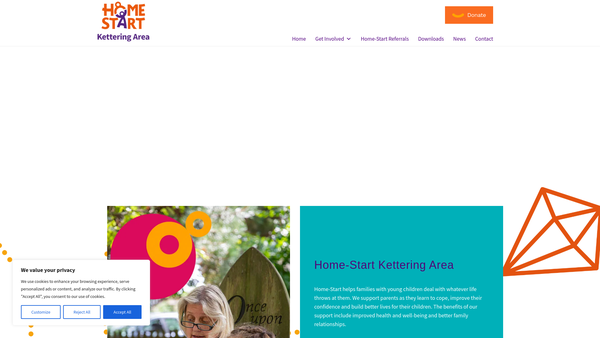 Screenshot of the Home-Start Kettering Area website