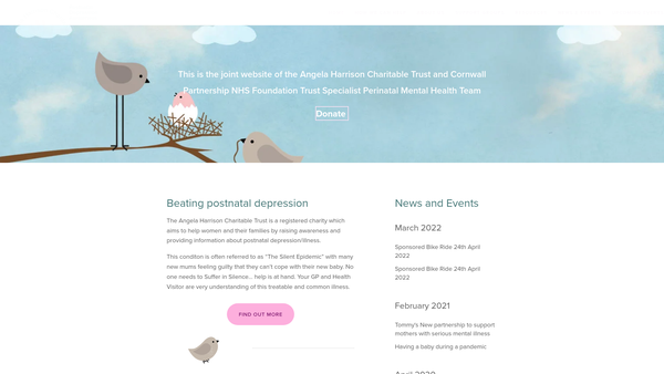 Screenshot of the The Angela Harrison Charitable Trust website
