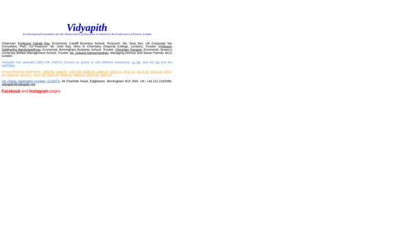 Screenshot of the Vidyapith website