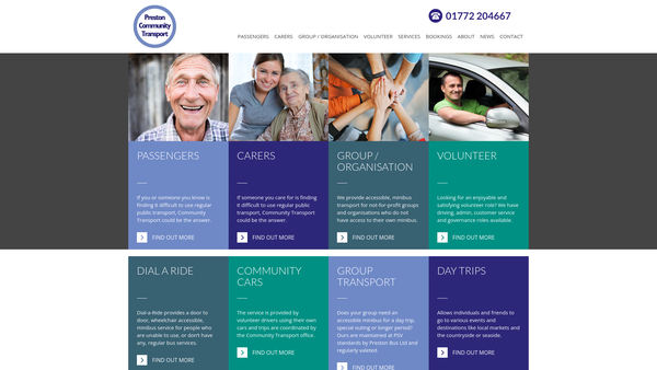 Screenshot of the Preston Community Transport Limited website