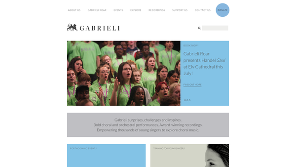 Screenshot of the Gabrieli website