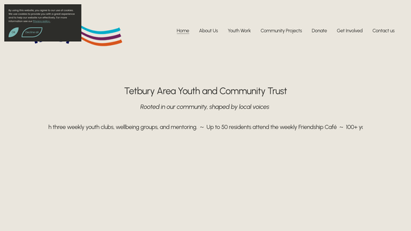 Screenshot of the Tetbury Area Youth & Community Trust website