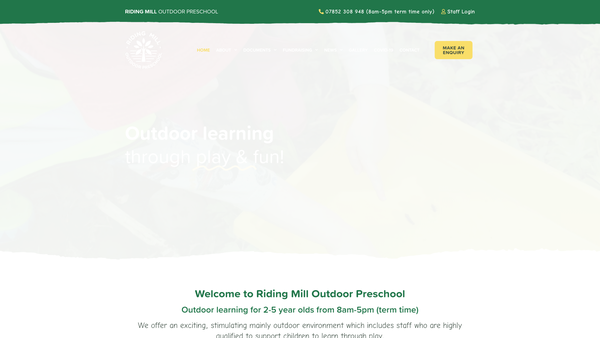 Screenshot of the Riding Mill Pre-School Limited website