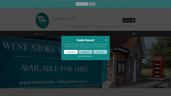 Screenshot of the West Stoke Village Hall Limited website