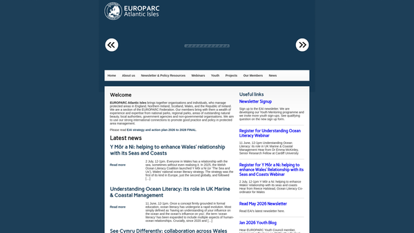 Screenshot of the Europarc Atlantic Isles website