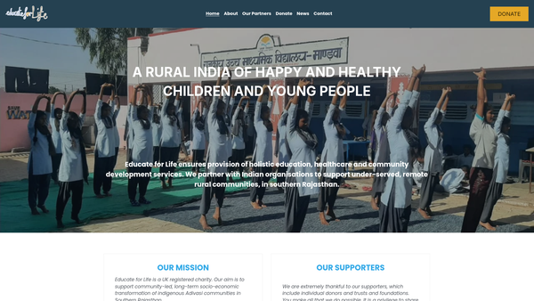 Screenshot of the Educate For Life website