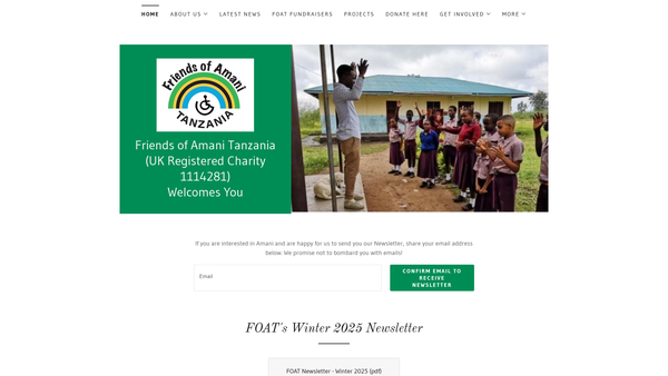 Screenshot of the Friends Of Amani Tanzania website