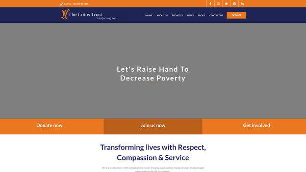 Screenshot of the The Lotus Trust website