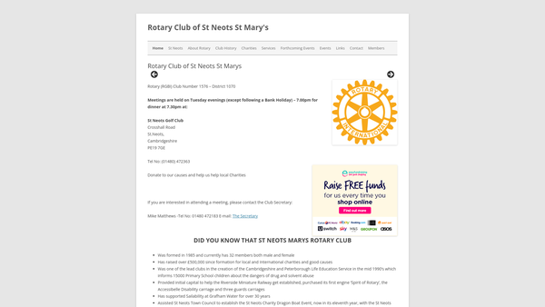 Screenshot of the Rotary Club Of St Neots St Mary Trust Fund website