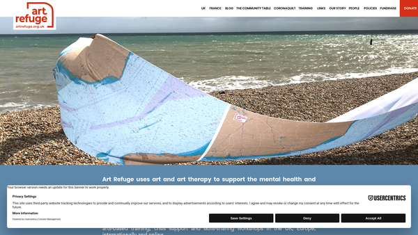 Screenshot of the Art Refuge website