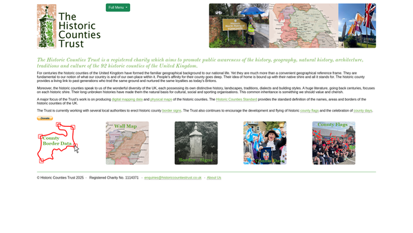 Screenshot of the The Historic Counties Trust website