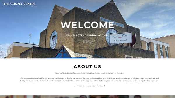 Screenshot of the The Gospel Centre website