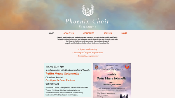 Screenshot of the Phoenix Choir website