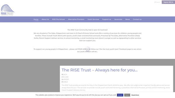 Screenshot of the The Rise Trust website