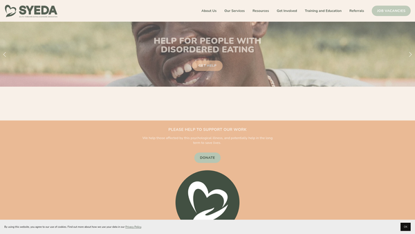 Screenshot of the South Yorkshire Eating Disorders Association website