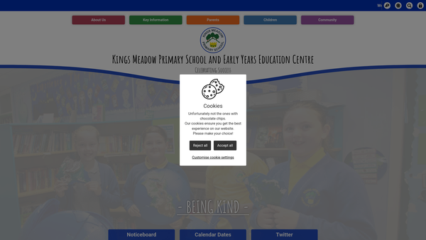 Screenshot of the Kings Meadow Parent Teacher Association website