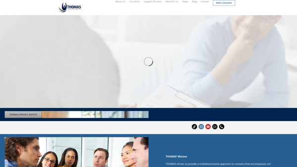 Screenshot of the T.h.o.m.a.s (Those On The Margins Of A Society) website