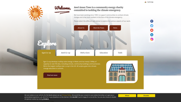 Screenshot of the Awel Aman Tawe website
