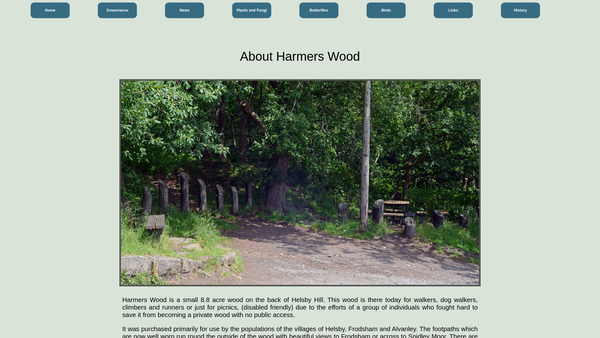Screenshot of the The Friends Of Harmers Wood Trust website