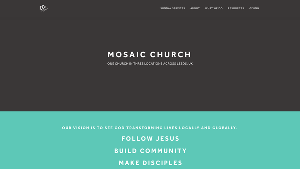 Screenshot of the Mosaic Church Limited website