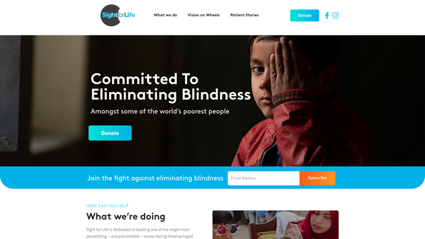 Screenshot of the Sight For Life Trust website