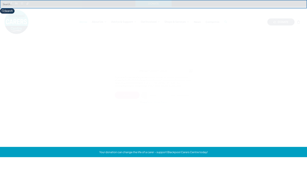 Screenshot of the Blackpool Carers Centre Limited website