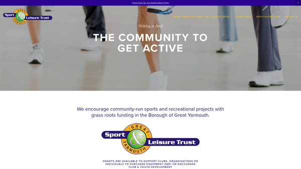 Screenshot of the Great Yarmouth Sport And Leisure Trust website