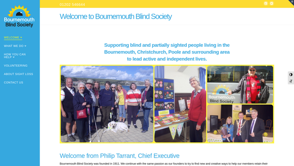 Screenshot of the Bournemouth Blind Society website