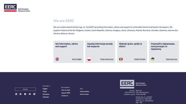 Screenshot of the East European Resource Centre website