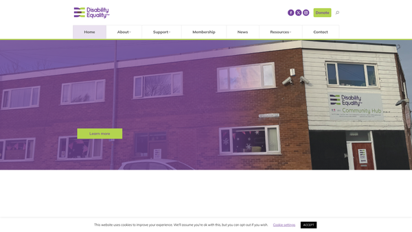 Screenshot of the Disability Equality (Nw) website