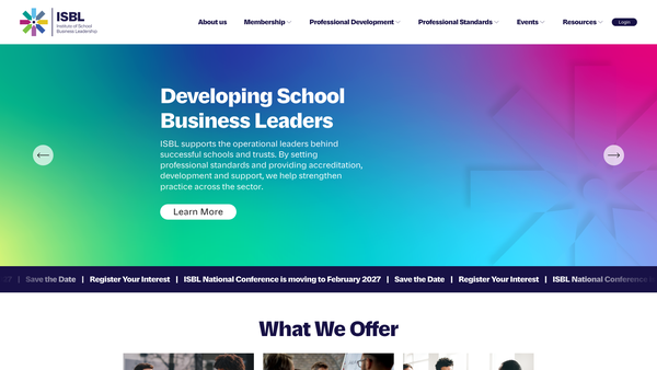 Screenshot of the Institute Of School Business Leadership website