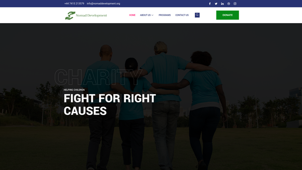 Screenshot of the Nomad Development Initiative website