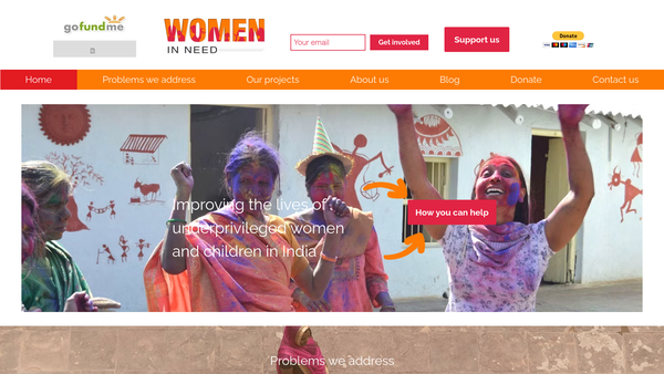 Screenshot of the Women In Need website