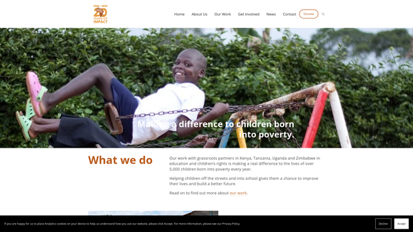 Screenshot of the African Children's Fund Ltd website