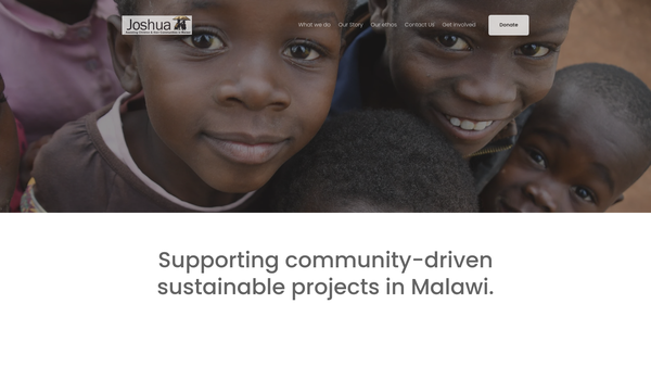 Screenshot of the Joshua Orphan And Community Care website