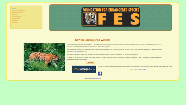 Screenshot of the Foundation For Endangered Species website