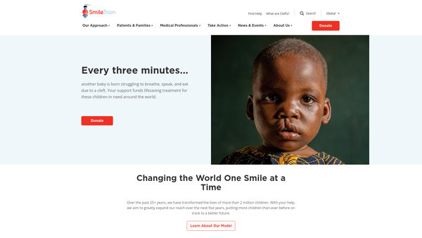 Screenshot of the The Smile Train UK website