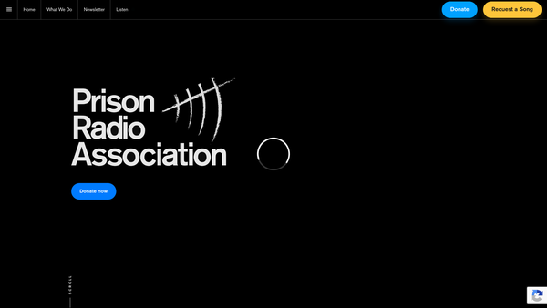 Screenshot of the Prison Radio Association website