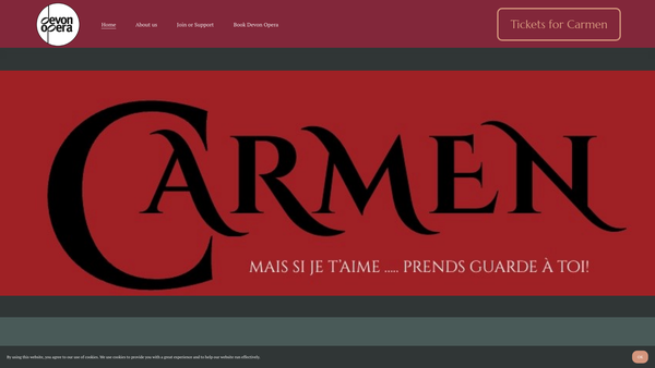 Screenshot of the Devon Opera website