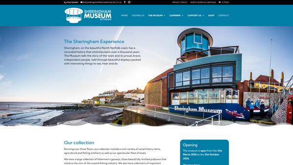 Screenshot of the Sheringham Museum Norfolk Trust Ltd website