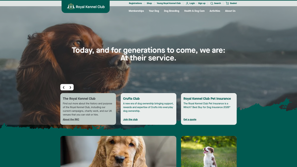Screenshot of the The Kennel Club Arts Foundation website