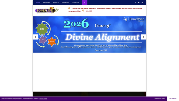 Screenshot of the Powervine Ministries website