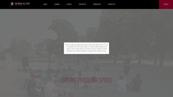 Screenshot of the National All Star Skills Academy website