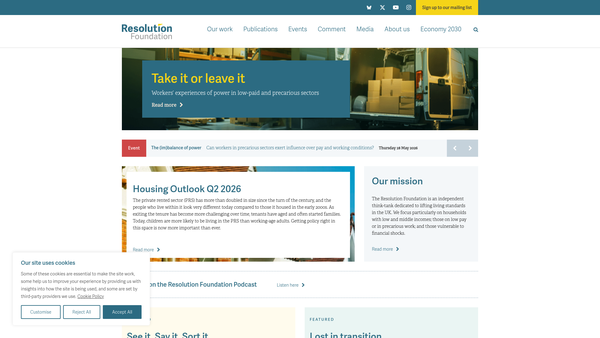Screenshot of the The Resolution Foundation website
